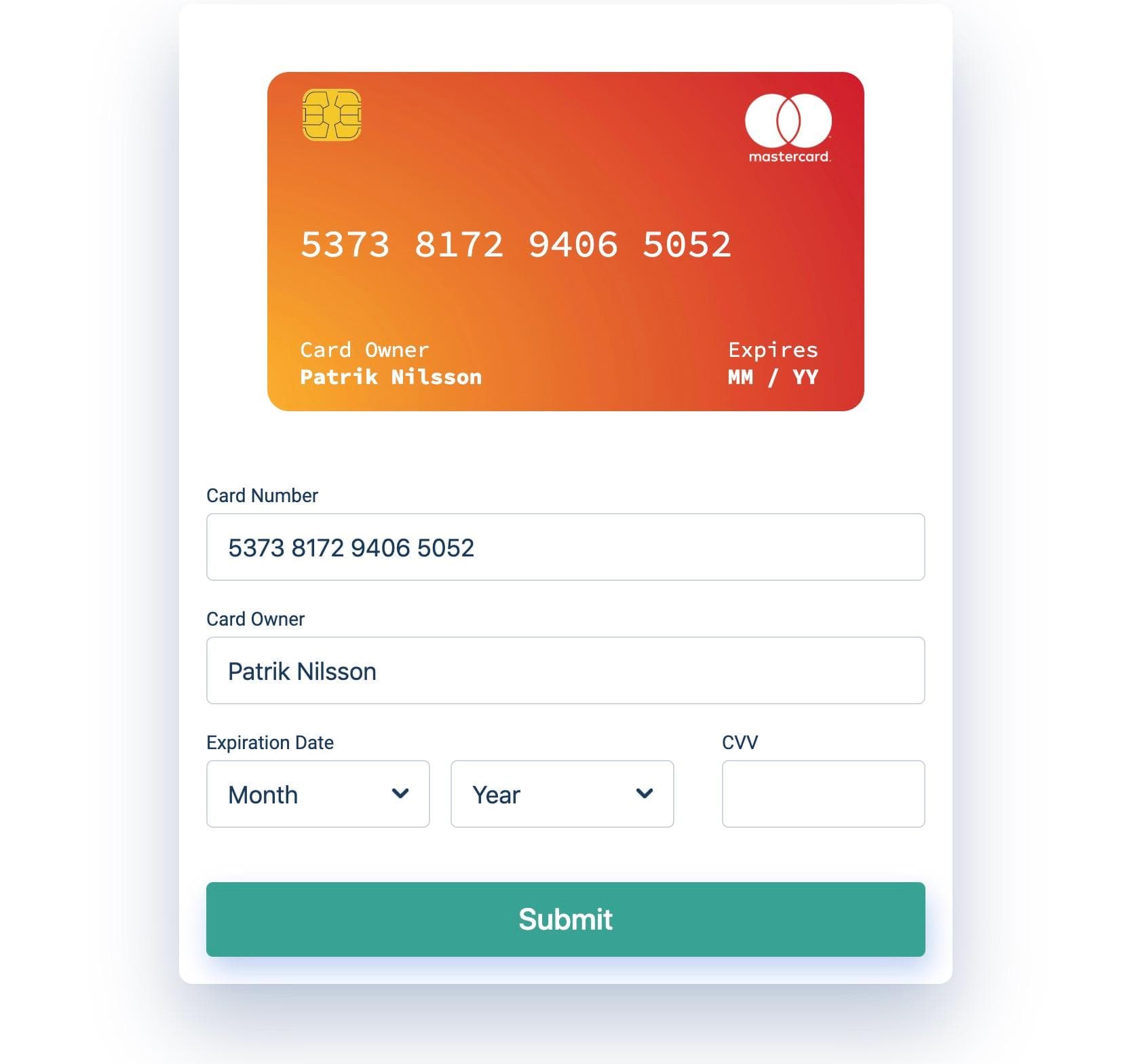 Credit card front